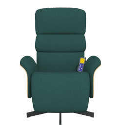 Fauteuil inclinable de massage et repose-pieds vert foncé tissu