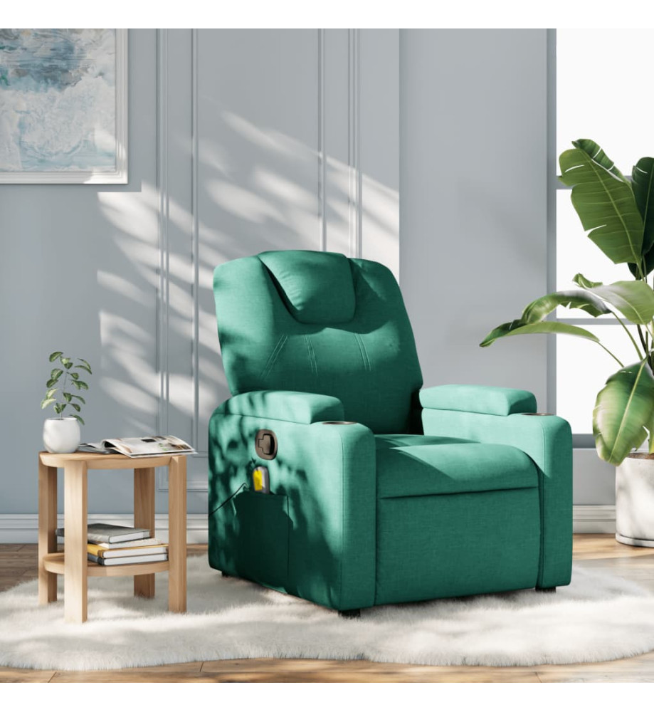 Fauteuil de massage inclinable Vert foncé Tissu