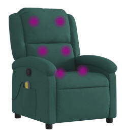 Fauteuil de massage inclinable vert foncé velours