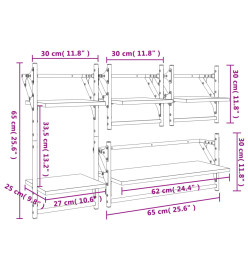 Ensemble d'étagères murales avec barres 4 pcs chêne marron