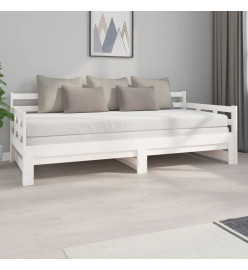 Lit coulissant Blanc Bois de pin massif 2x(90x200) cm