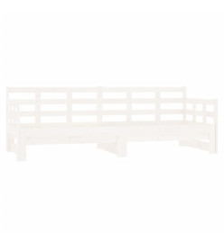 Lit coulissant Blanc Bois de pin massif 2x(90x200) cm