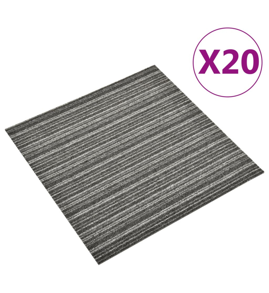 Dalles de tapis de sol 20 pcs 5 m² 50x50 cm Anthracite rayé