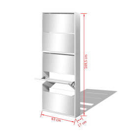 Meuble à chaussures 5 étagères et miroir 63x17x169,5 cm Blanc