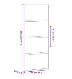 Porte coulissante noir 90x205 cm verre trempé aluminium