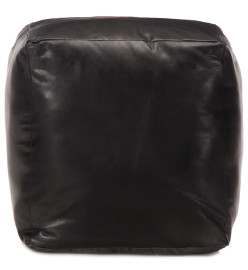 Pouf 40 x 40 x 40 cm Noir Cuir véritable de chèvre