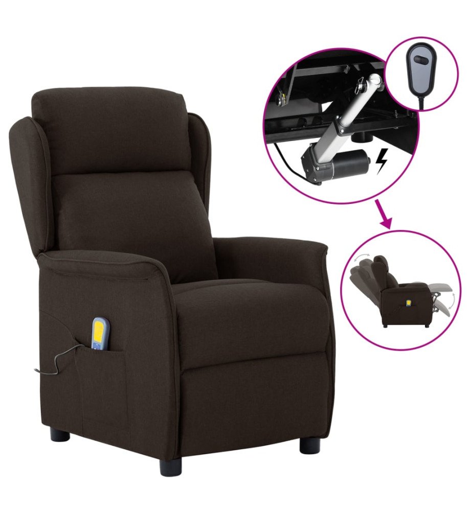 Fauteuil électrique de massage Marron foncé Tissu