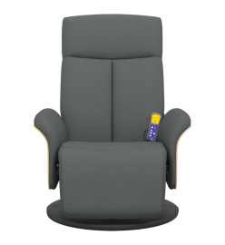 Fauteuil inclinable de massage et repose-pieds gris foncé tissu