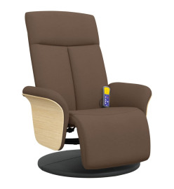 Fauteuil inclinable de massage avec repose-pieds marron tissu