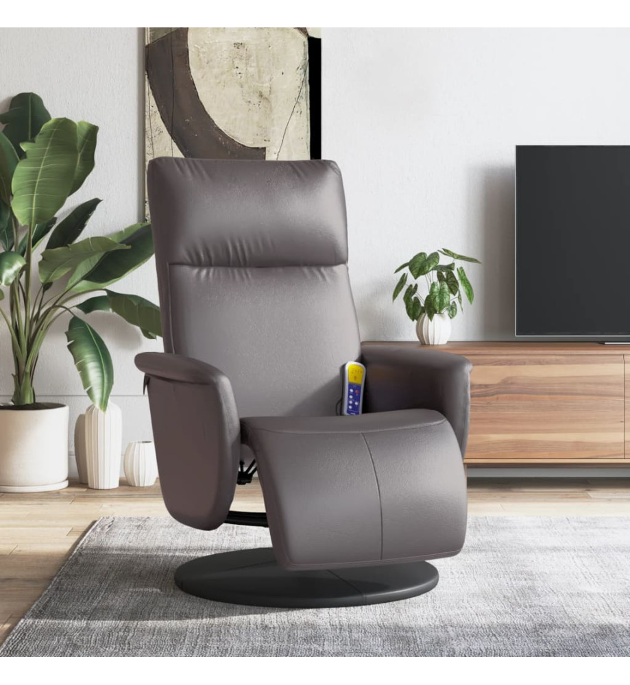 Fauteuil inclinable de massage repose-pieds gris similicuir