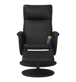 Fauteuil inclinable de massage avec repose-pied noir similicuir