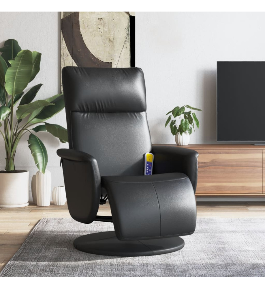 Fauteuil inclinable de massage repose-pieds noir similicuir