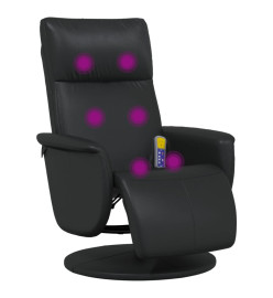 Fauteuil inclinable de massage repose-pieds noir similicuir