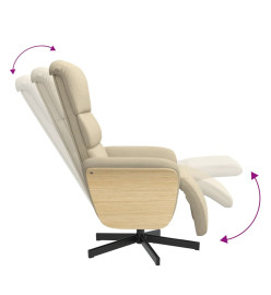 Fauteuil inclinable avec repose-pied crème tissu