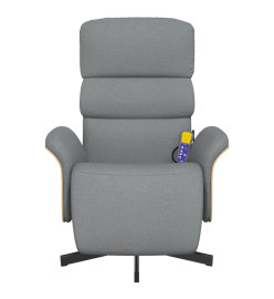 Fauteuil inclinable de massage et repose-pieds gris clair tissu