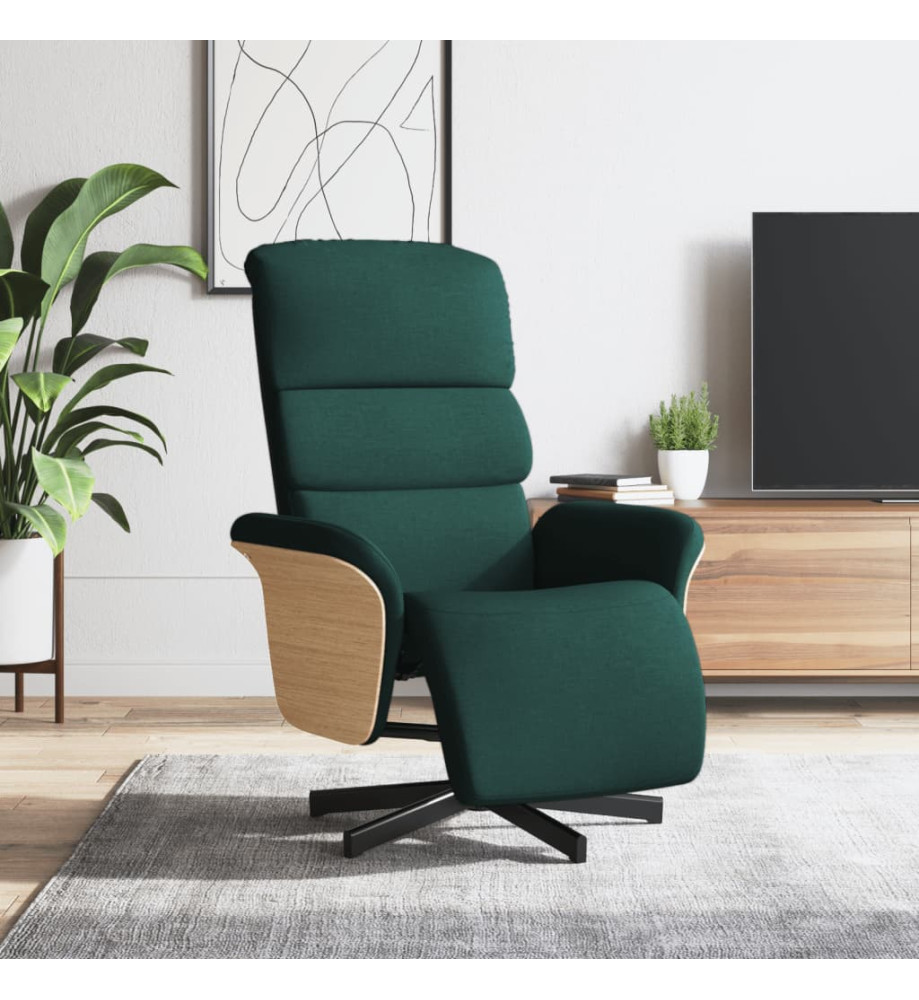 Fauteuil inclinable avec repose-pieds vert foncé tissu