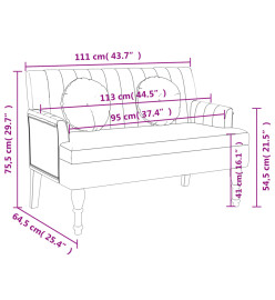 Banc avec coussins gris foncé 113x64,5x75,5 cm tissu