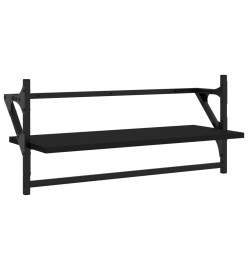 Ensemble d'étagères murales barres 4 pcs noir bois d'ingénierie