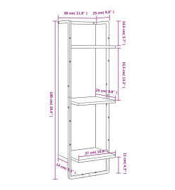 Étagère murale 3 niveaux chêne marron 30x25x100 cm