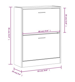 Armoire à chaussures Noir 63x24x81 cm Bois d'ingénierie