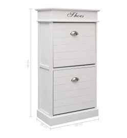 Armoire à chaussures Blanc 50 x 28 x 98 cm Bois de Paulownia