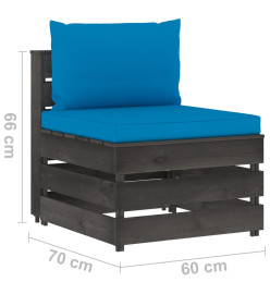 Salon de jardin 9 pcs avec coussins Bois imprégné de gris