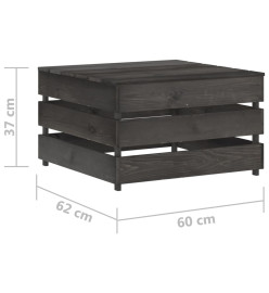 Salon de jardin 9 pcs avec coussins Bois imprégné de gris