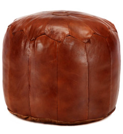 Pouf 40 x 35 cm Brun roux Cuir véritable de chèvre