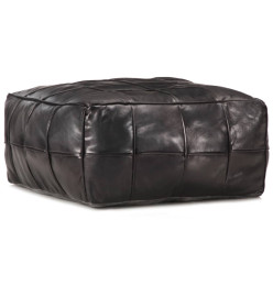 Pouf 60 x 60 x 30 cm Noir Cuir véritable de chèvre