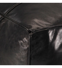 Pouf 60 x 60 x 30 cm Noir Cuir véritable de chèvre