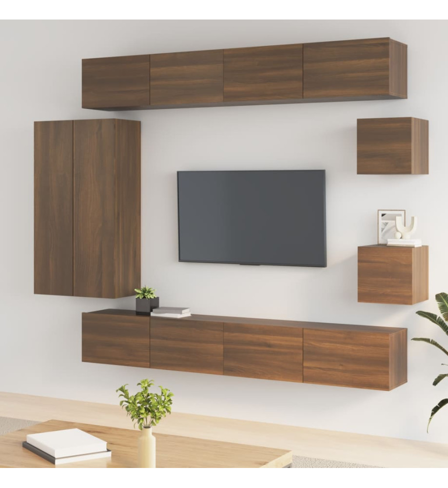 Ensemble de meubles TV 8 pcs Chêne marron Bois d'ingénierie