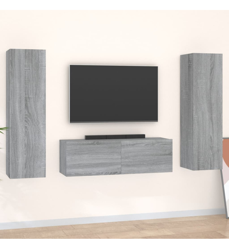 Ensemble de meubles TV 3 pcs Sonoma gris Bois d'ingénierie