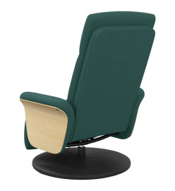 Fauteuil inclinable de massage et repose-pieds vert foncé tissu