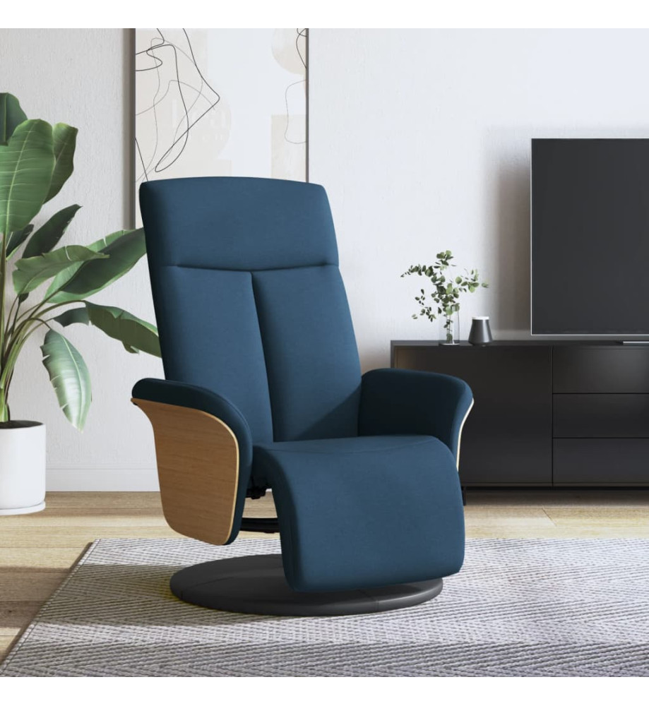 Fauteuil inclinable avec repose-pieds bleu tissu