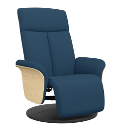 Fauteuil inclinable avec repose-pieds bleu tissu