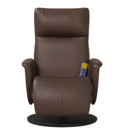 Fauteuil inclinable de massage repose-pieds marron similicuir