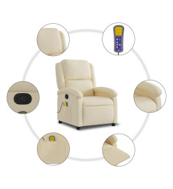 Fauteuil de massage inclinable Crème Tissu