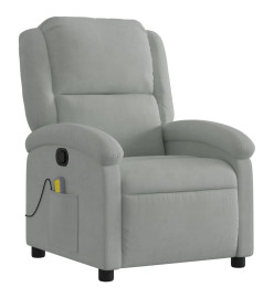 Fauteuil de massage inclinable gris clair velours