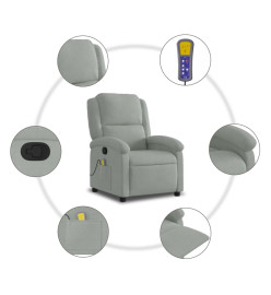 Fauteuil de massage inclinable gris clair velours