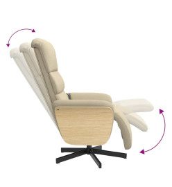 Fauteuil inclinable de massage avec repose-pieds crème tissu