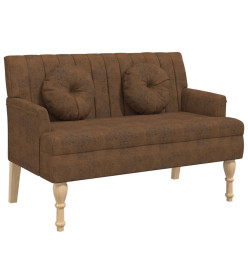 Banc avec coussins marron 113x64,5x75,5 cm similicuir daim