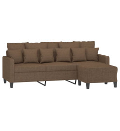 Canapé à 3 places avec repose-pieds Marron 180 cm Tissu