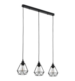 Plafonnier avec design de diamant Noir 3 ampoules E27