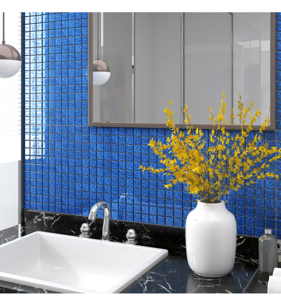 Carreaux mosaïque 22 pcs Bleu 30x30 cm Verre