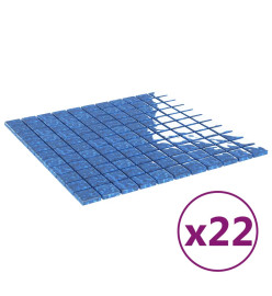 Carreaux mosaïque 22 pcs Bleu 30x30 cm Verre