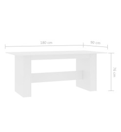 Table de salle à manger Blanc 180 x 90 x 76 cm Aggloméré