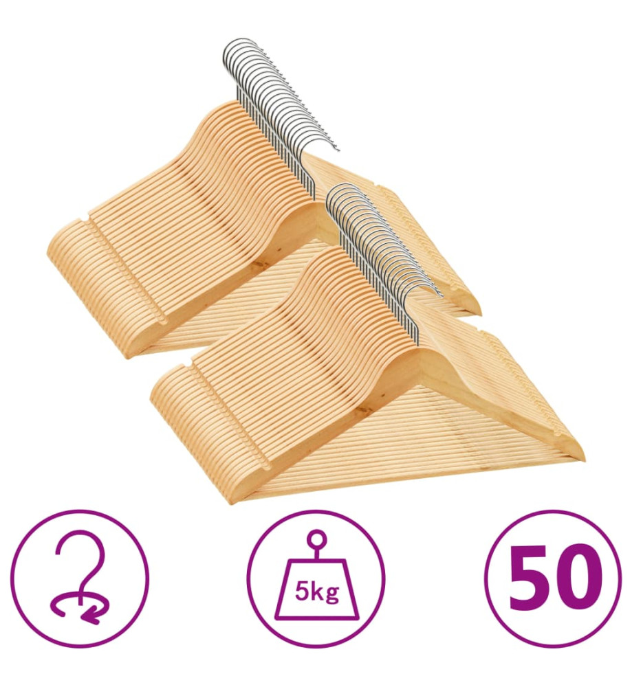 Cintres antidérapants 50 pcs Bois dur