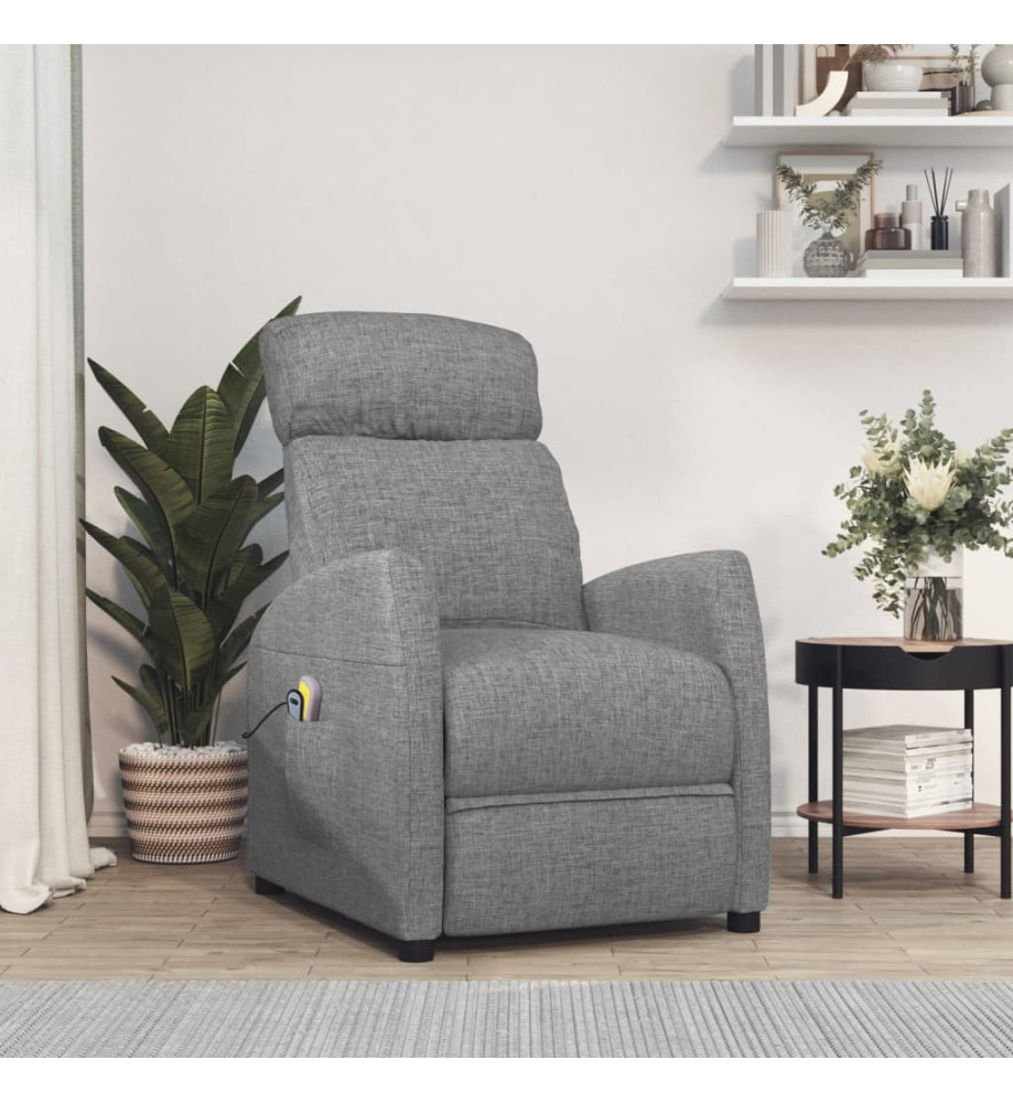 Fauteuil de massage inclinable Gris clair Tissu