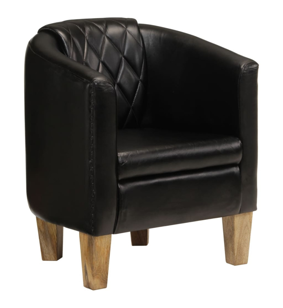 Fauteuil cabriolet noir cuir véritable