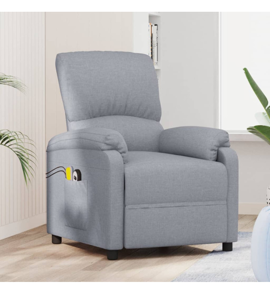 Fauteuil de massage inclinable Gris clair Tissu